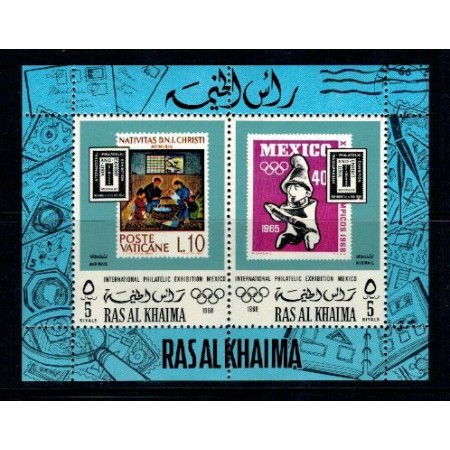 Ras al Khaima 1968 - Jocuri Olimpice, timbru pe timbru, colita n Ras al Khaima 1968 - Jocuri Olimpice, timbru pe timbru, colita n