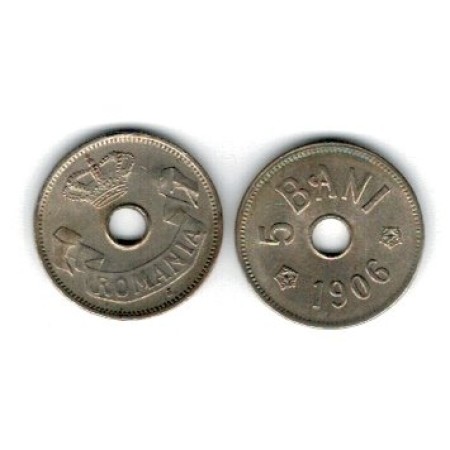 Romania 1906 - 5 bani J, aUNC Romania 1906 - 5 bani J, aUNC
