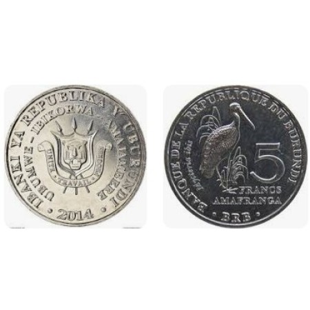 Burundi 2014 - 5 francs, ibis, UNC