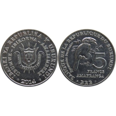 Burundi 2014 - 5 francs, bycanistes bucinator, UNC