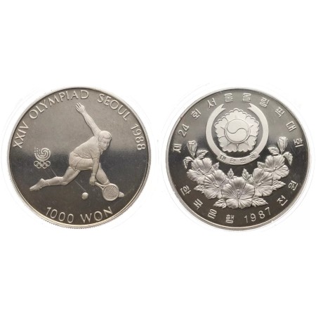 Korea de Sud 1987 - 1000 won, Jocurile Olimpice, tenis, UNC