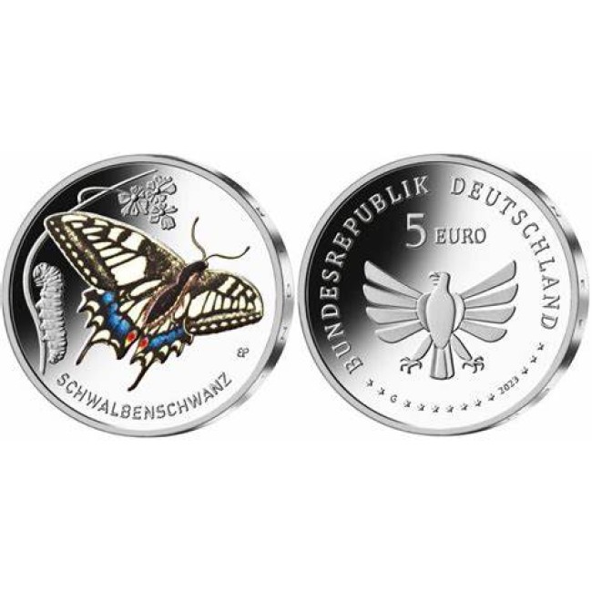 Germania 2023 - 5 euro G, fluture mahaon, UNC Germania 2023 - 5 euro G, fluture mahaon, UNC
