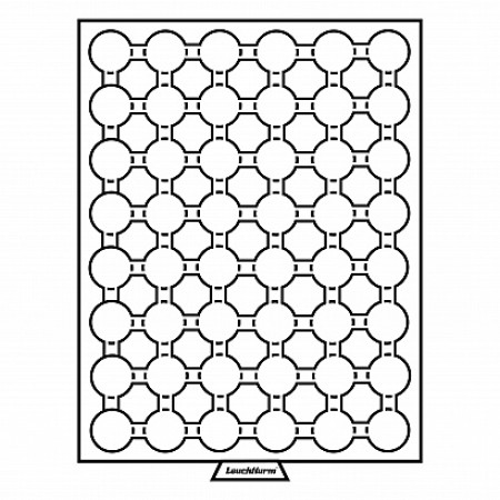 Tava cu 48 locasuri rotunde pentru monede de 21.5mm in capsule