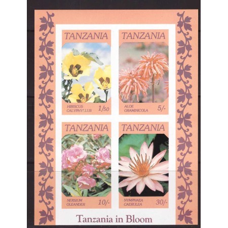 Tanzania 1986 - flori, bloc nedantelat neuzat Tanzania 1986 - flori, bloc nedantelat neuzat