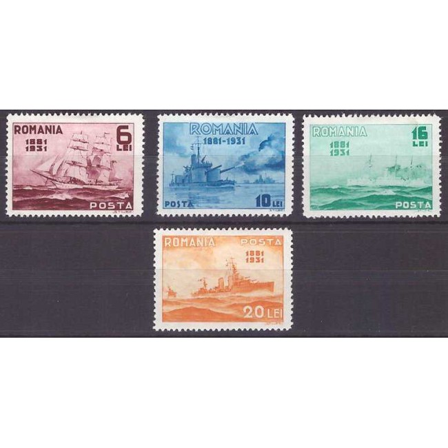 1931 - Semicentenarul marinei militare, vapoare, serie neștampilata cu sarniere 1931 - Semicentenarul marinei militare, vapoare, serie neștampilata cu sarniere
