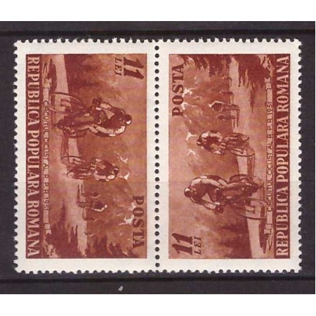 1951 - Circuitul ciclist al RPR, pereche tete-beche neuzata 1951 - Circuitul ciclist al RPR, pereche tete-beche neuzata
