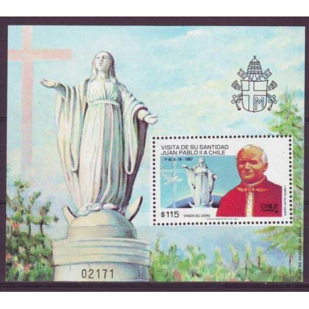 Chile 1987 - Vizita Papei Ioan Paul II colita neuzata Chile 1987 - Vizita Papei Ioan Paul II colita neuzata