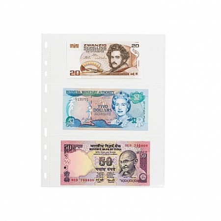 Set 50 folii SH252 cu 3 buzunare, PP, pentru bancnote Set 50 folii SH252 cu 3 buzunare, PP, pentru bancnote