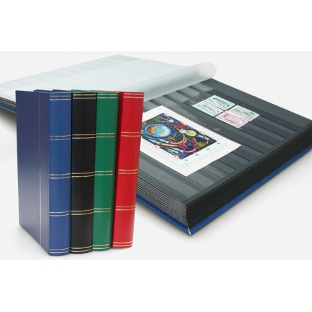 Clasor timbre cu 30 file / 60 pagini negre, fara logo, albastru Clasor timbre cu 30 file / 60 pagini negre, fara logo, albastru