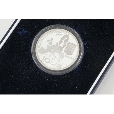 Romania 2007 - 10 lei, Tratatul de la Roma, PROOF, in etui BNR Romania 2007 - 10 lei, Tratatul de la Roma, PROOF, in etui BNR