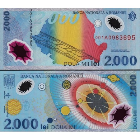 Romania 1999 - 2000 lei, eclipsa, polimer, UNC