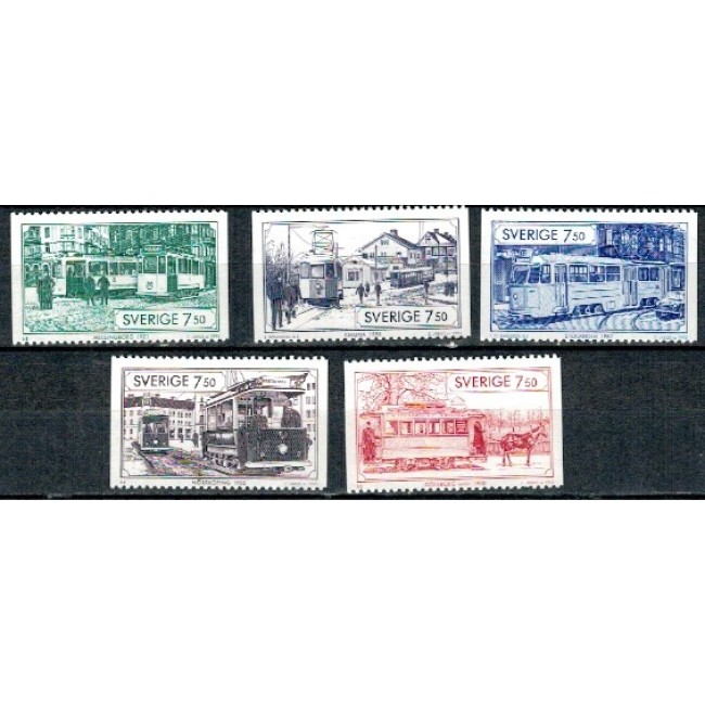 Suedia 1995 - Tramvaie, transport, cai ferate, serie neuzata Suedia 1995 - Tramvaie, transport, cai ferate, serie neuzata