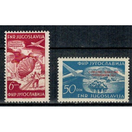 Iugoslavia 1951 - Parasutism, aviatie, serie neuzata Iugoslavia 1951 - Parasutism, aviatie, serie neuzata