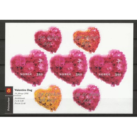 Norvegia 1998 - Valentine's Day, bloc timbre autocolant neuzate Norvegia 1998 - Valentine's Day, bloc timbre autocolant neuzate