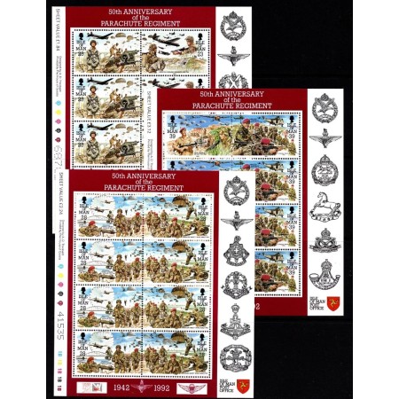 Isle of Man 1992 - Regimentul de parasutisti, armata, serie minicoli neuzate Isle of Man 1992 - Regimentul de parasutisti, armata, serie minicoli neuzate