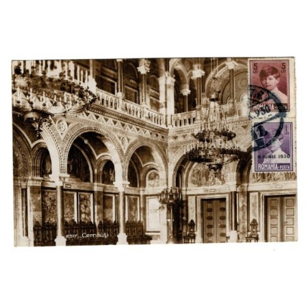 Cernauti 1930 - Resedinta mitropolitana, sala de marmura, ilustrata circulata Cernauti 1930 - Resedinta mitropolitana, sala de marmura, ilustrata circulata