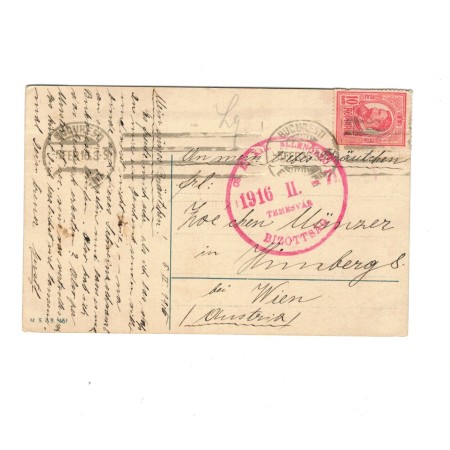 1916 - Carte postala circulata Bucuresti-Wiena, cenzurata la Timisoara 1916 - Carte postala circulata Bucuresti-Wiena, cenzurata la Timisoara