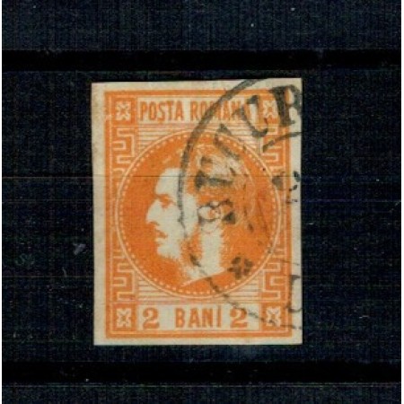 1868 - Carol I cu favoriti, 2 bani portocaliu, stampilat 1868 - Carol I cu favoriti, 2 bani portocaliu, stampilat
