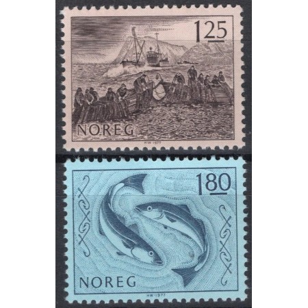 Norvegia 1977 - Pescuit, pesti, serie neuzata