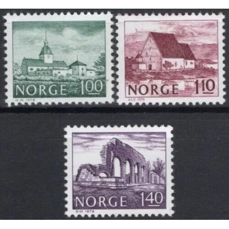 Norvegia 1978 - Cladiri, arhitectura, serie neuzata Norvegia 1978 - Cladiri, arhitectura, serie neuzata
