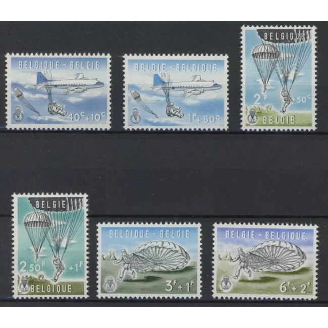 Belgia 1960 - Parasutism, avioane, serie neuzata