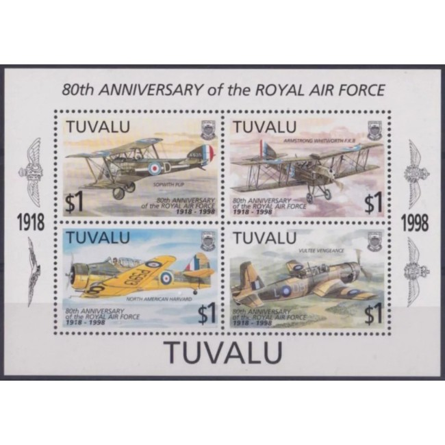 Tuvalu 1998 - Aviatie, avioane, bloc neuzat Tuvalu 1998 - Aviatie, avioane, bloc neuzat