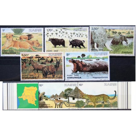 Zaire 1982 - Fauna, animale din Parcul National Virunga, serie neuzata Zaire 1982 - Fauna, animale din Parcul National Virunga, serie neuzata