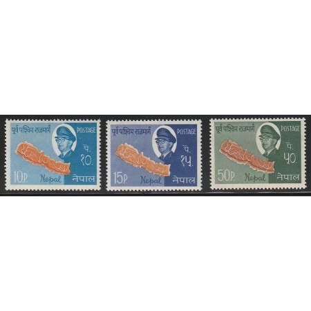 Nepal 1964 - Harta, reteaua de drumuri, Regele, serie neuzata Nepal 1964 - Harta, reteaua de drumuri, Regele, serie neuzata
