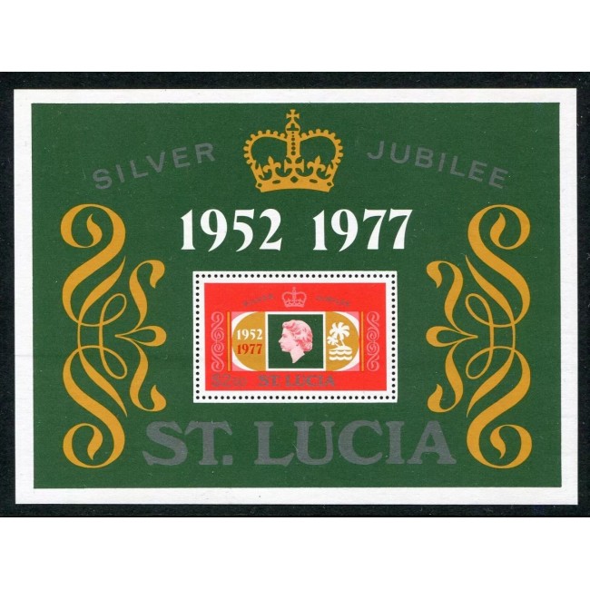 St. Lucia 1977 - Silver Jubilee, colita neuzata St. Lucia 1977 - Silver Jubilee, colita neuzata