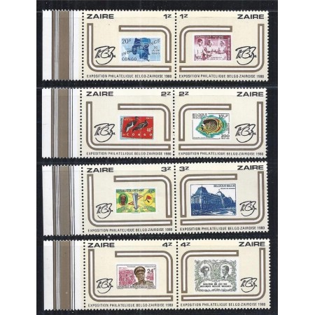 Zaire 1980 - Timbru pe timbru, expo filatelic, serie neuzata Zaire 1980 - Timbru pe timbru, expo filatelic, serie neuzata
