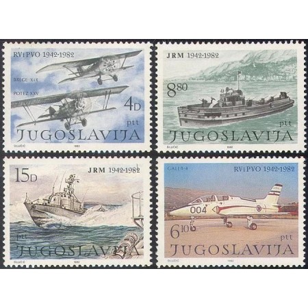 Iugoslavia 1982 - Aviatia, marina, avioane, vapoare, serie neuzata Iugoslavia 1982 - Aviatia, marina, avioane, vapoare, serie neuzata