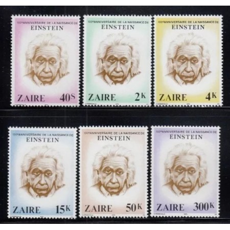 Zaire 1980 - Albert Einstein, fizician, personalitati, serie neuzata Zaire 1980 - Albert Einstein, fizician, personalitati, serie neuzata
