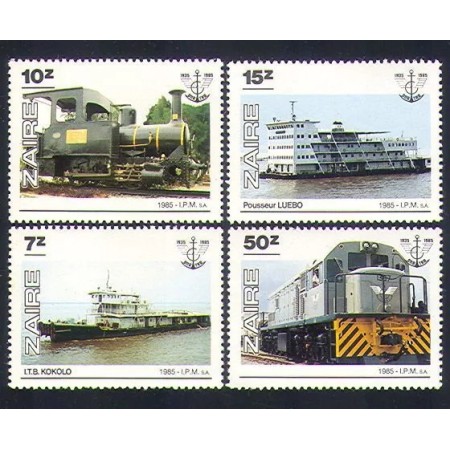 Zaire 1985 - Transport, locomotive, trenuri, vapoare, serie neuzata Zaire 1985 - Transport, locomotive, trenuri, vapoare, serie neuzata
