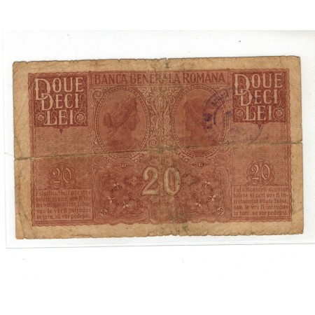 Romania 1917 - 20 lei, ocupatia germana, uzata