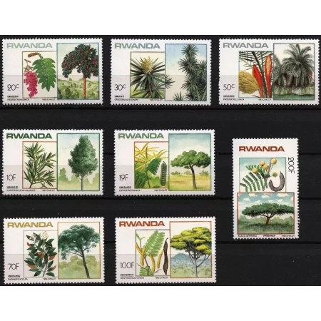 Rwanda 1984 - Copaci, flora, plante, serie neuzata