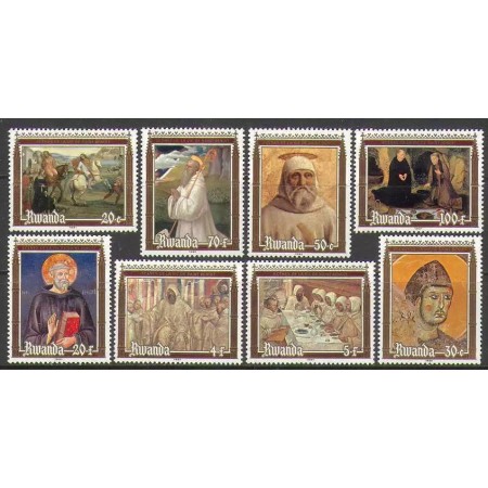 Rwanda 1981 - Sfantul Benedict din Nursia, fresce, arta, religie, serie neuzata Rwanda 1981 - Sfantul Benedict din Nursia, fresce, arta, religie, serie neuzata