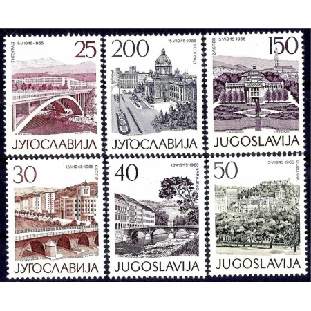 Iugoslavia 1965 - Orase, cladiri, arhitectura, vederi, serie neuzata Iugoslavia 1965 - Orase, cladiri, arhitectura, vederi, serie neuzata