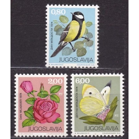 Iugoslavia 1974 - Flori, fluturi, fauna, flora, serie neuzata Iugoslavia 1974 - Flori, fluturi, fauna, flora, serie neuzata