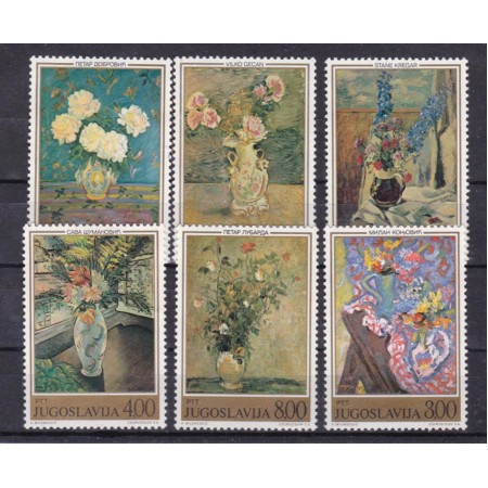 Iugoslavia 1974 - Picturi cu flori, serie neuzata