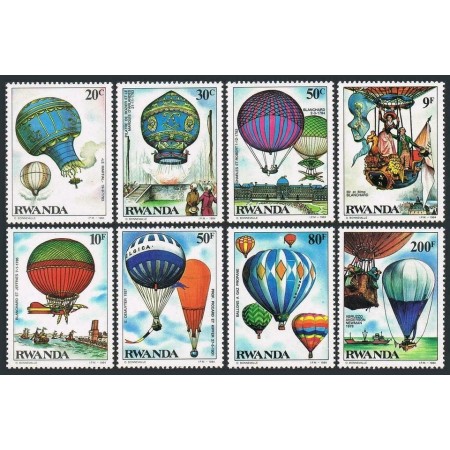 Rwanda 1984 - Baloane cu aer cald, istoria zborului, serie neuzata