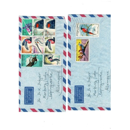 Lot 5 plicuri circulate francate cu timbre cu pasari, destinatii mai deosebite Lot 5 plicuri circulate francate cu timbre cu pasari, destinatii mai deosebite