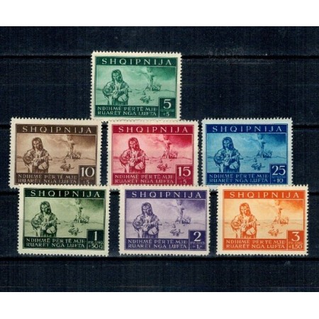 Albania, ocupatia germana1944 - Loviturile aeriene, intrajutorare, serie nestampilata cu sarniere Albania, ocupatia germana1944 - Loviturile aeriene, intrajutorare, serie nestampilata cu sarniere