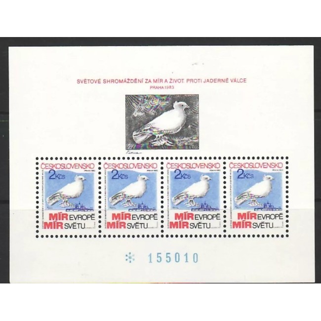 Cehoslovacia 1983 - Picasso, porumbel, pacea, colita numerotata neuzata