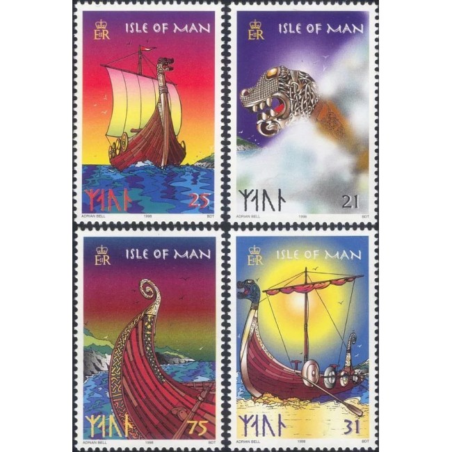 Isle of Man 1998 - Vapoare, bărci viking, longboats, serie neuzata Isle of Man 1998 - Vapoare, bărci viking, longboats, serie neuzata