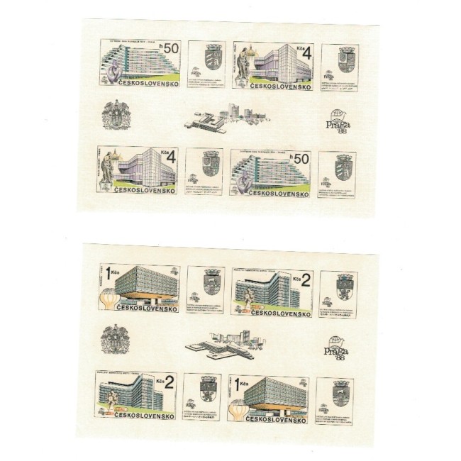 Cehoslovacia 1988 - Expo Praga, clădiri, serie blocuri neuzate Cehoslovacia 1988 - Expo Praga, clădiri, serie blocuri neuzate