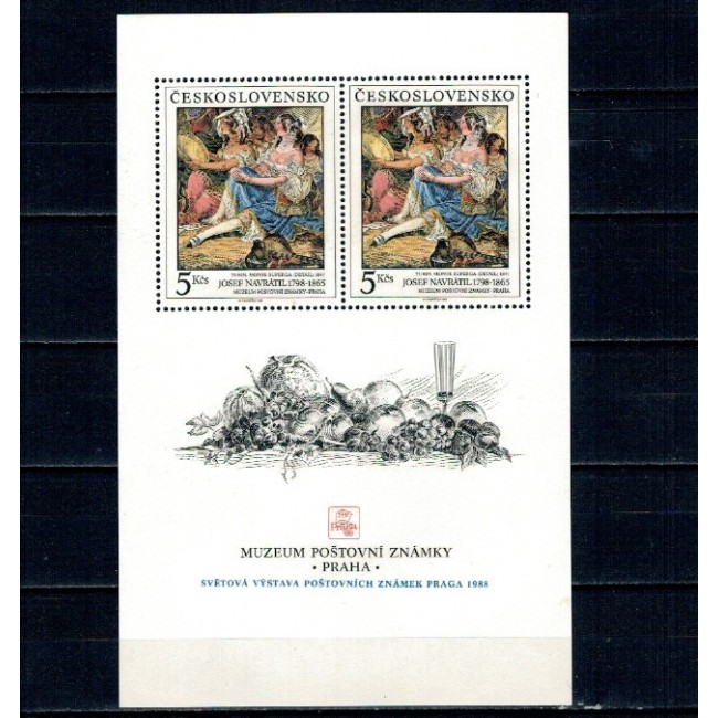 Cehoslovacia 1988 - Expo Praga, picturi, arta, bloc neuzat