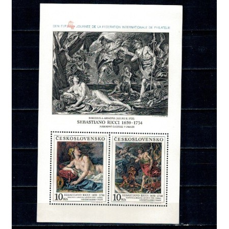 Cehoslovacia 1988 - Picturi, arta, supratipar FIP, bloc neuzat Cehoslovacia 1988 - Picturi, arta, supratipar FIP, bloc neuzat