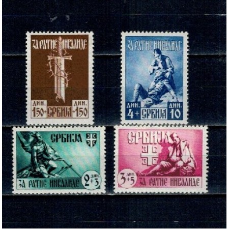 Serbia, ocupatia Germana 1943 - Pentru invalizii de razboi, serie nestampilata cu sarniere Serbia, ocupatia Germana 1943 - Pentru invalizii de razboi, serie nestampilata cu sarniere