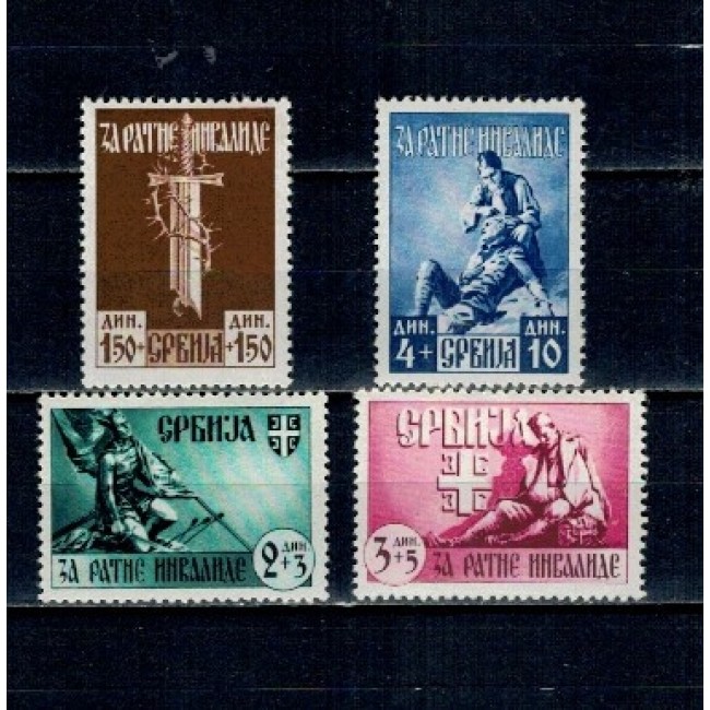 Serbia, ocupatia Germana 1943 - Pentru invalizii de razboi, serie nestampilata cu sarniere Serbia, ocupatia Germana 1943 - Pentru invalizii de razboi, serie nestampilata cu sarniere