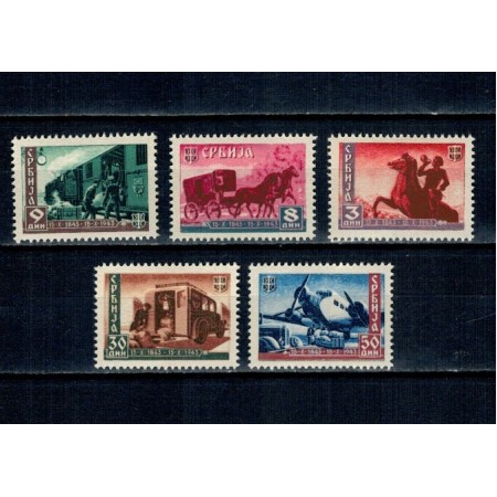 Serbia, ocupatia Germana 1943 - Aniversarea Postei in Serbia, serie nestampilata cu sarniere Serbia, ocupatia Germana 1943 - Aniversarea Postei in Serbia, serie nestampilata cu sarniere